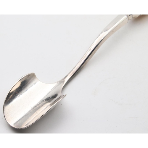 36 - Antique Silver Marrow Scoop with Well Formed Carved Ivory Handle Attractively Weighted Ancestral Cre... 