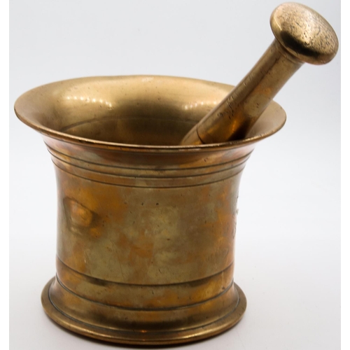 43 - Solid Brass Mortar and Pestle Antique