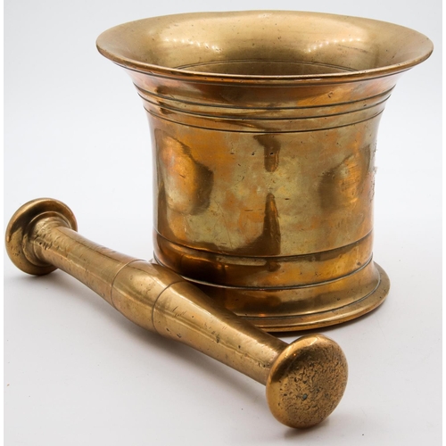 43 - Solid Brass Mortar and Pestle Antique