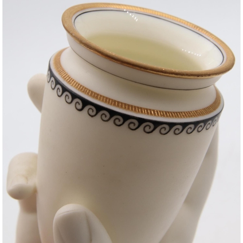 47 - Royal Worcester Hand Motif Fine Paste Porcelain Vase Elegantly Detailed Approximately 7 Inches High ... 
