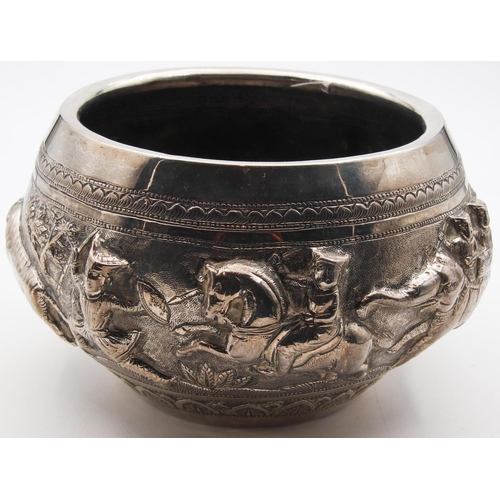 58 - Easter Silver Bowl with Embossed Detailing Approximately 5 Inches Diameter