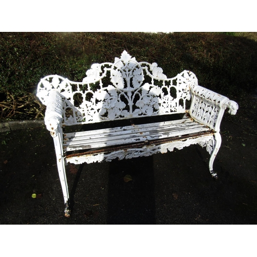2 - Victorian Cast Iron Bench with Hound Motif Arm Supports Well Detailed Back above Cabriole Supports A... 