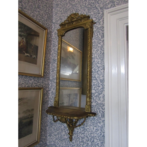 39 - Pair of Early Victorian Gilded Wall Mirrors with Decorated Shelves and Other Further Applied Decorat... 