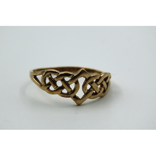 9 Carat Yellow Gold Celtic Motif Ladies Ring Size P
