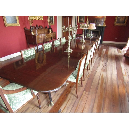 348 - Irish William IV Mahogany Three Pod Dining Table Approximately 20ft Long x 4ft 6 Inches Wide