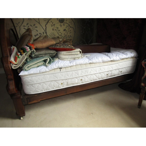 450 - William IV Figured Mahogany Half Tester Bed Good Original Condition with Mattress and Base 5ft Wide