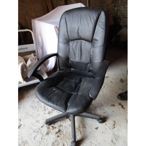 Leather Upholstered Swivel Office Armchair