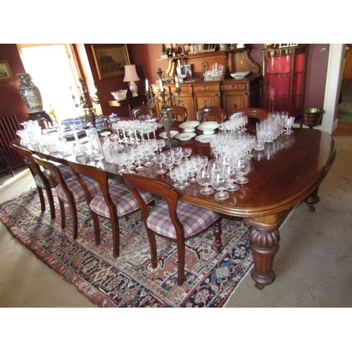 768 - William IV Figured Mahogany Dining Room Table Three Extra Leafs Extends to Approximately 12ft x 4ft ... 