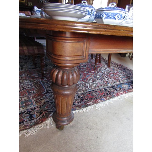 768 - William IV Figured Mahogany Dining Room Table Three Extra Leafs Extends to Approximately 12ft x 4ft ... 
