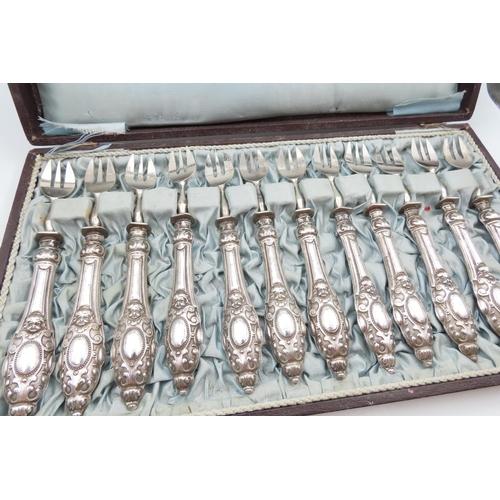 1 - Set of Twelve Silver Handled Forks with Putti Motif Decoration in Fitted Paris Presentation Box Each... 