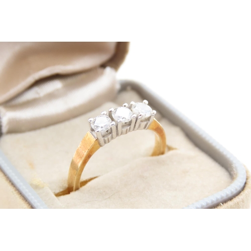 10 - Three Stone Diamond Ring Size L Mounted on 18 Carat Yellow Gold Band