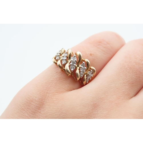 14 - 9 Carat Diamond Cluster Ring Modernist Design Attractively Detailed Size N