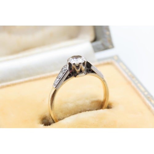 18 - Diamond Solitaire Ring Mounted on 18 Carat Gold Band Set in Platinum with Further Diamond Set Should... 