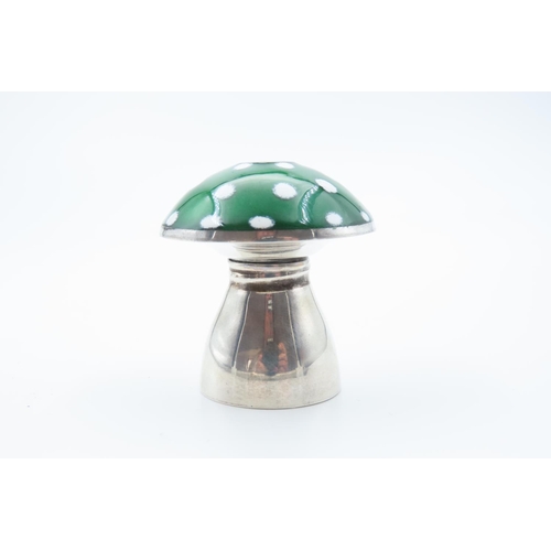 2 - Silver and Enamel Decorated Toad Stool Salt Cellar 4.8cm High