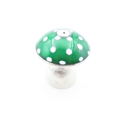 2 - Silver and Enamel Decorated Toad Stool Salt Cellar 4.8cm High