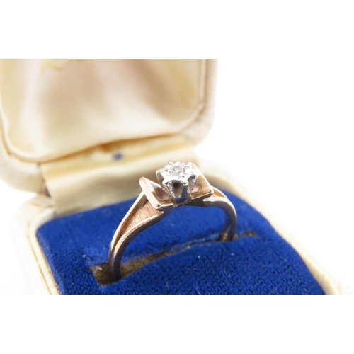 25 - Diamond Solitaire Ring Mounted on 9 Carat Yellow Gold Band Ring Size L