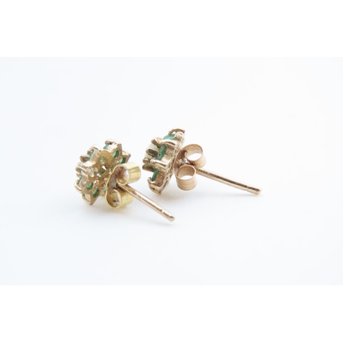 31 - Pair of Emerald and Opal Flower Head Ladies Earrings Mounted on 9 Carat Yellow Gold Approximately 8m... 