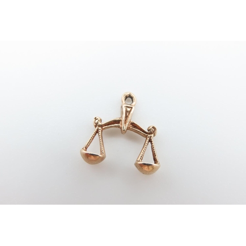 50 - 9 Carat Gold Scales of Justice Motif Charm 1.4cm Wide