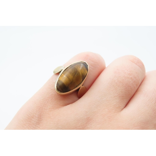 51 - Tigers Eye Cabochon Cut Ladies Centre Stone Ring Mounted on 9 Carat Yellow Gold Band Ring Size M