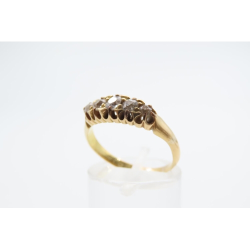54 - Victorian Gold Diamond Five Stone Ring with Indistinct Hallmarks 18 Carat Gold Ring Size N Approxima... 