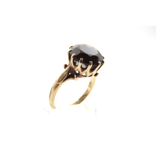 55 - Smokey Quartz Centre Stone Ring Mounted on 9 Carat Yellow Gold Band Ring Size N
