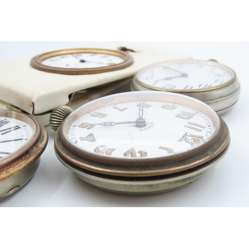 58 - Four Oversized Pocket Watches and Travel Watches The Largest 7cm Diameter