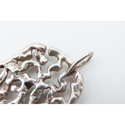 59 - Silver Modernist Form Ladies Pendant Makers Mark GLM 6.5cm High