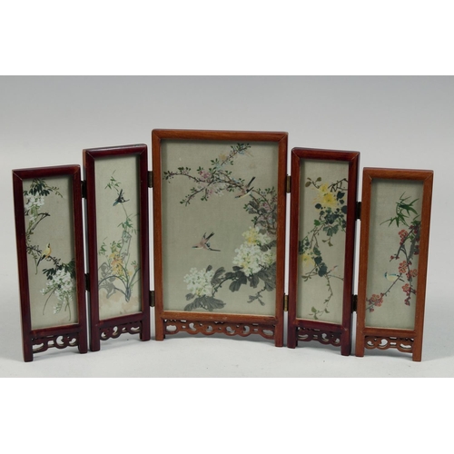 TWO CHINESE MINIATURE FOLDING SCREENS.
