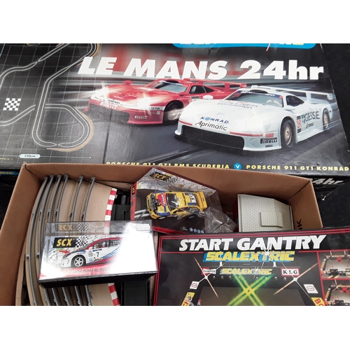 Scalextric Le Mans 24hr Set Together With Start Gantry And 2 X Scx Cars Boxed And Other Scalextric