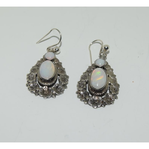 67 - Silver Opal Earrings. (NI008)