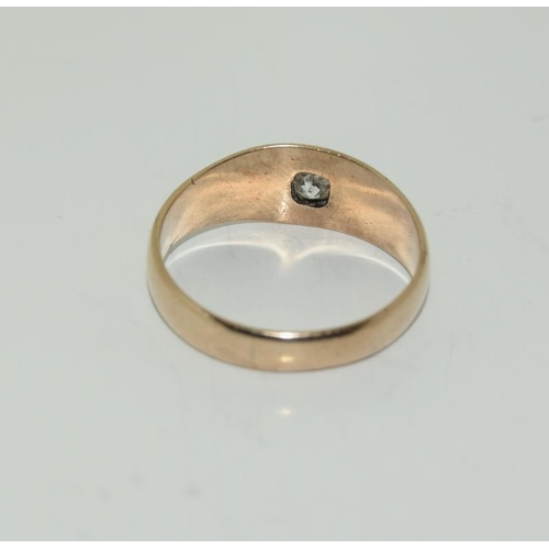 128 - Gold Turquoise and Diamond Ring, Size O. (NI019)