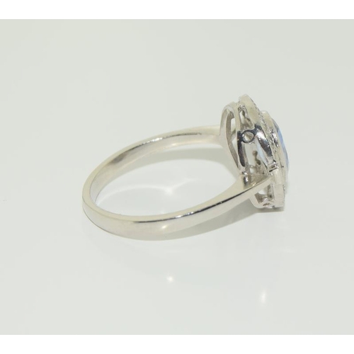 228 - Platinum ladies Sapphire and Diamond ring. Size N.