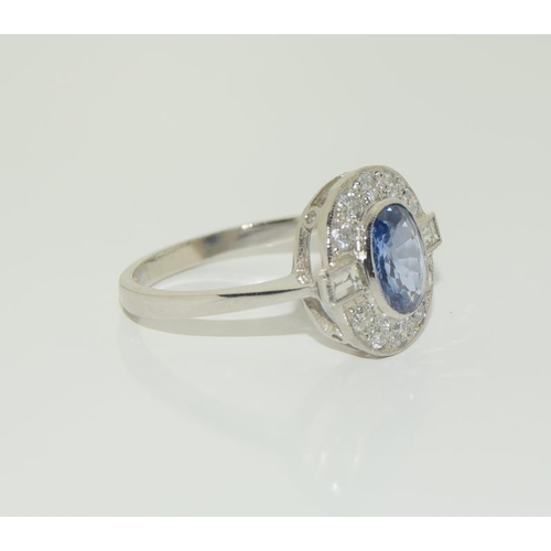 228 - Platinum ladies Sapphire and Diamond ring. Size N.