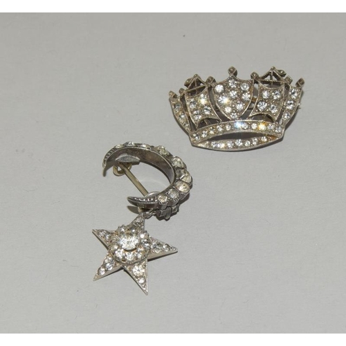 162 - 5 x Victorian Silver and Paste Sweetheart Brooches.