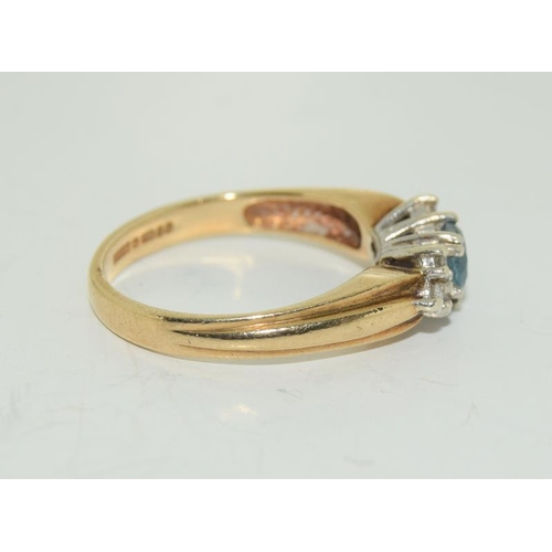 209 - Yellow Gold Ring, Central Heart Shaped Tourmaline with Diamond Shoulders, Size N.