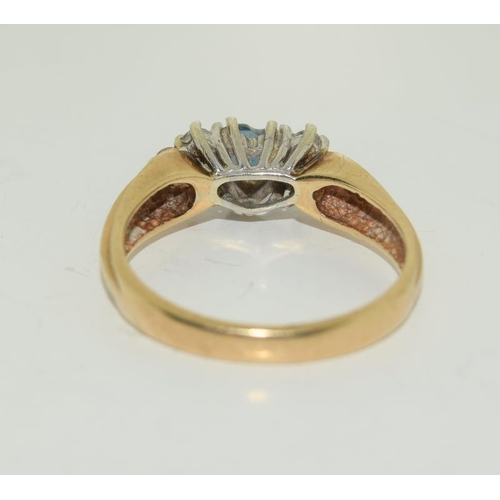 209 - Yellow Gold Ring, Central Heart Shaped Tourmaline with Diamond Shoulders, Size N.