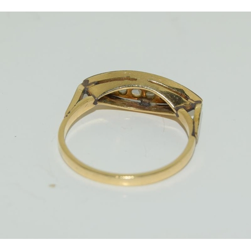 80 - Yellow Gold Diamond Ring, Size M.