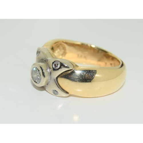 222 - 14ct Yellow Gold Diamond Crossover Ring, Size L
