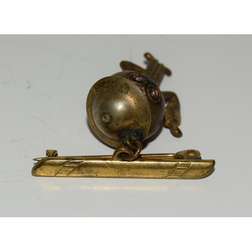 79 - Victorian yellow metal brooch and a brooch in the shape of a school boy.