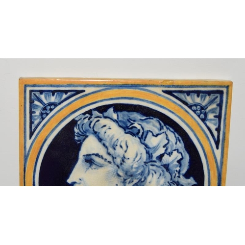 84 - W. B. Simpson & Sons pair of Allegorical Style tiles depicting a Man & Woman c1870s, 6