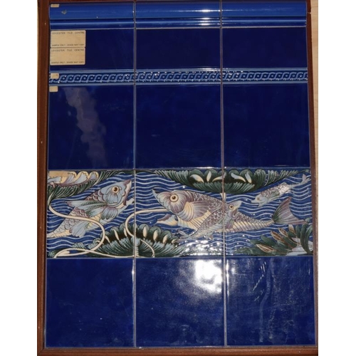 348 - Large modern tile panel mounted on board depicting fish 20
