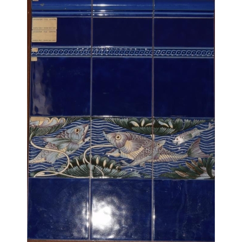 348 - Large modern tile panel mounted on board depicting fish 20