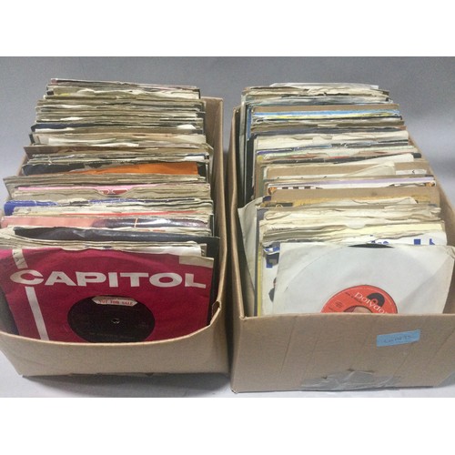 55 - 2 BOXES OF 45RPM SINGLE RECORDS. This lot has mixed genre’s and covers 60’s, 70’s and 80’s. Various ... 