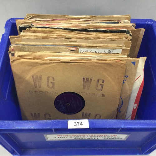 374 - BOX OF 78rpm RECORDS. Great selection of shellac records to include - Elvis Presley - Everly Brother... 