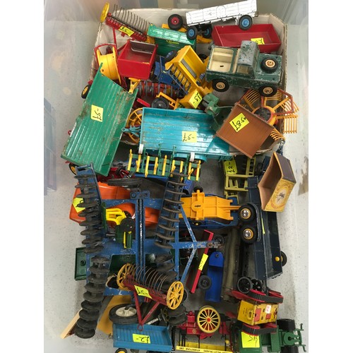 367 - A box of mainly Farm related diecast models to include Britains, Dinky, Corgi and others.