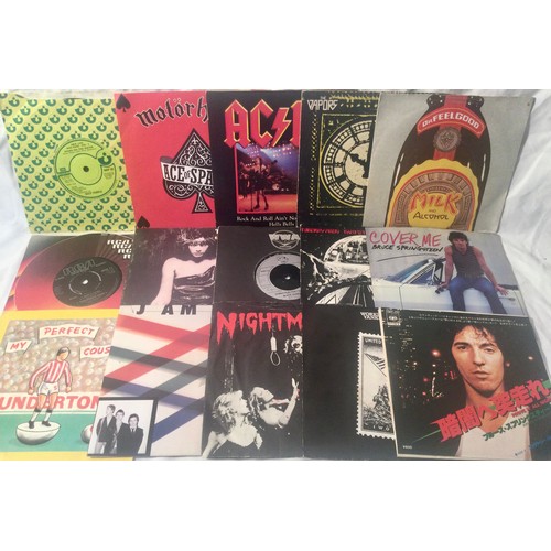 46 - BOX OF ROCK / PUNK RELATED SINGLE RECORDS. Some nice records here to include 2 x foreign Bruce Sprin... 
