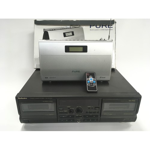 1194 - Technics cassette deck RS-TR474M2 with a Pure DAB portable radio with box.