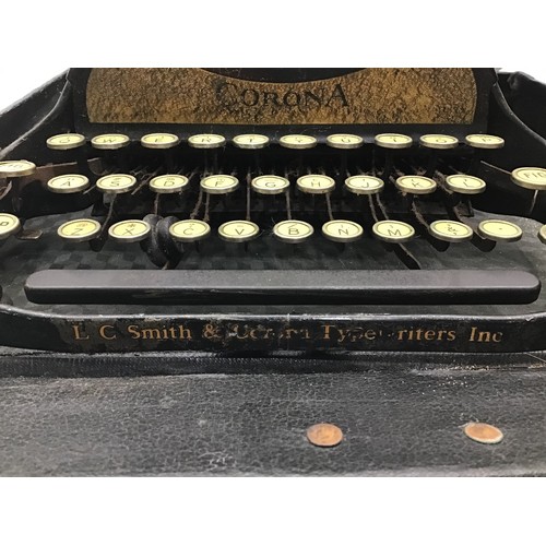 7 - Vintage L.C.Smith and Corona typewriter with original box and pair of glass small display cases