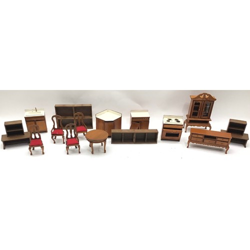 246 - Quanity of wooden dolls house furniture