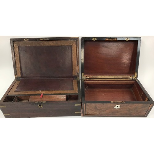 2 - 4 vintage writing and associated wooden boxes